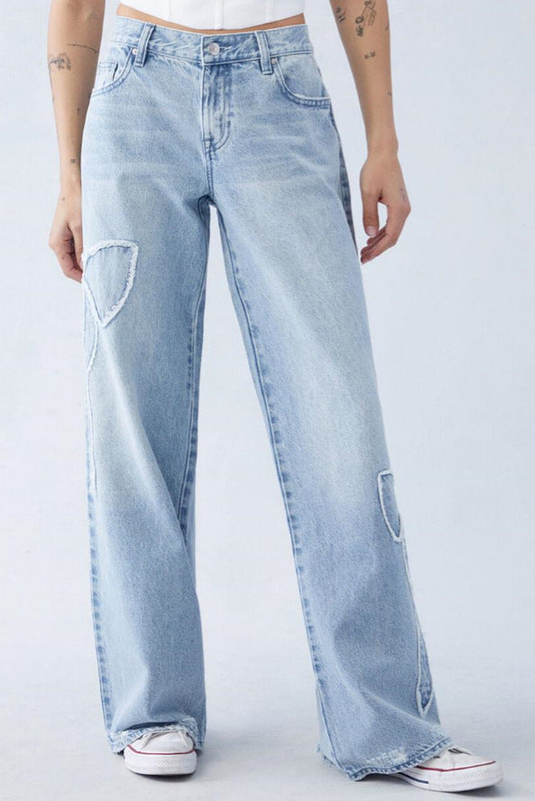 Damen Relaxed Fit Jeans mit modischen Rissen Sovae