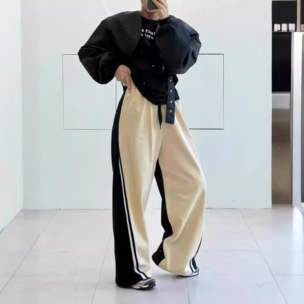 Damen Sportswear-Hose mit seitlichen Kontraststreifen und hohem Bund Sovae