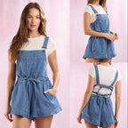 Damen lässiger Denim-Latzanzug mit praktischen Taschen und verstellbaren Trägern Sovae