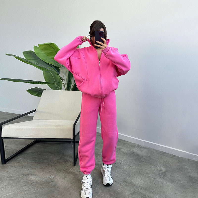 Damen lässiger Zweiteiler mit oversized Hoodie und Jogginghose Sovae