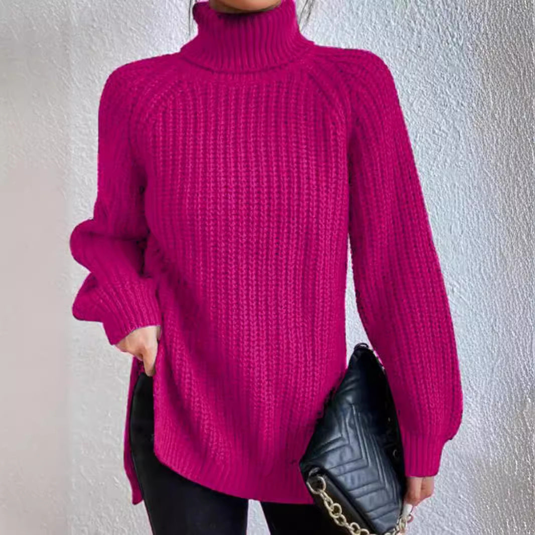 Damen gemütlicher Strickpullover mit Rollkragen und weitem Schnitt Sovae