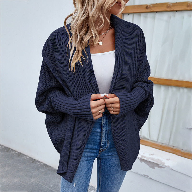 Damen Strickjacke mit offenem Schnitt und voluminösen Ärmeln Sovae