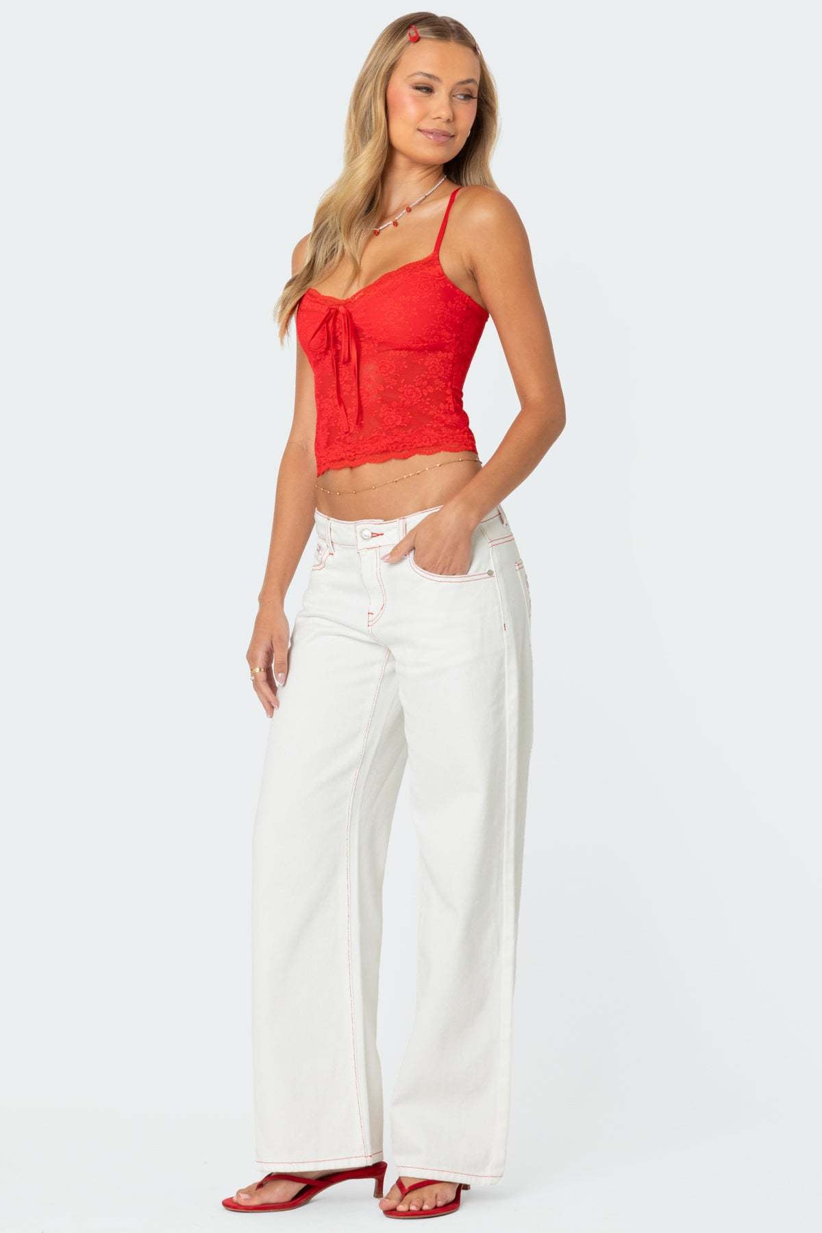 Damen Spitzentop mit aufwendigen Details Sovae