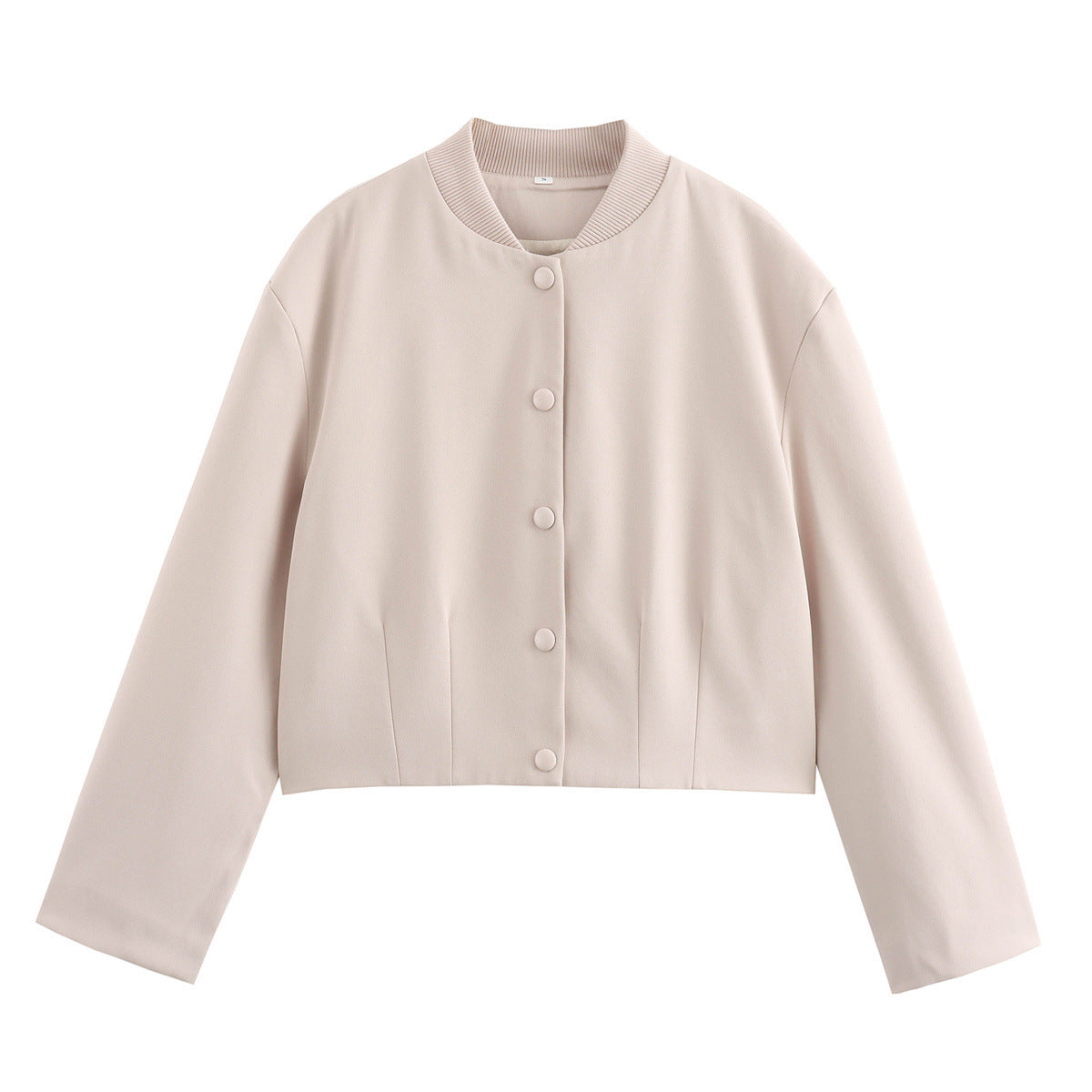 Damen modische Cropped-Jacke mit Knopfverschluss und elastischem Ausschnitt Sovae