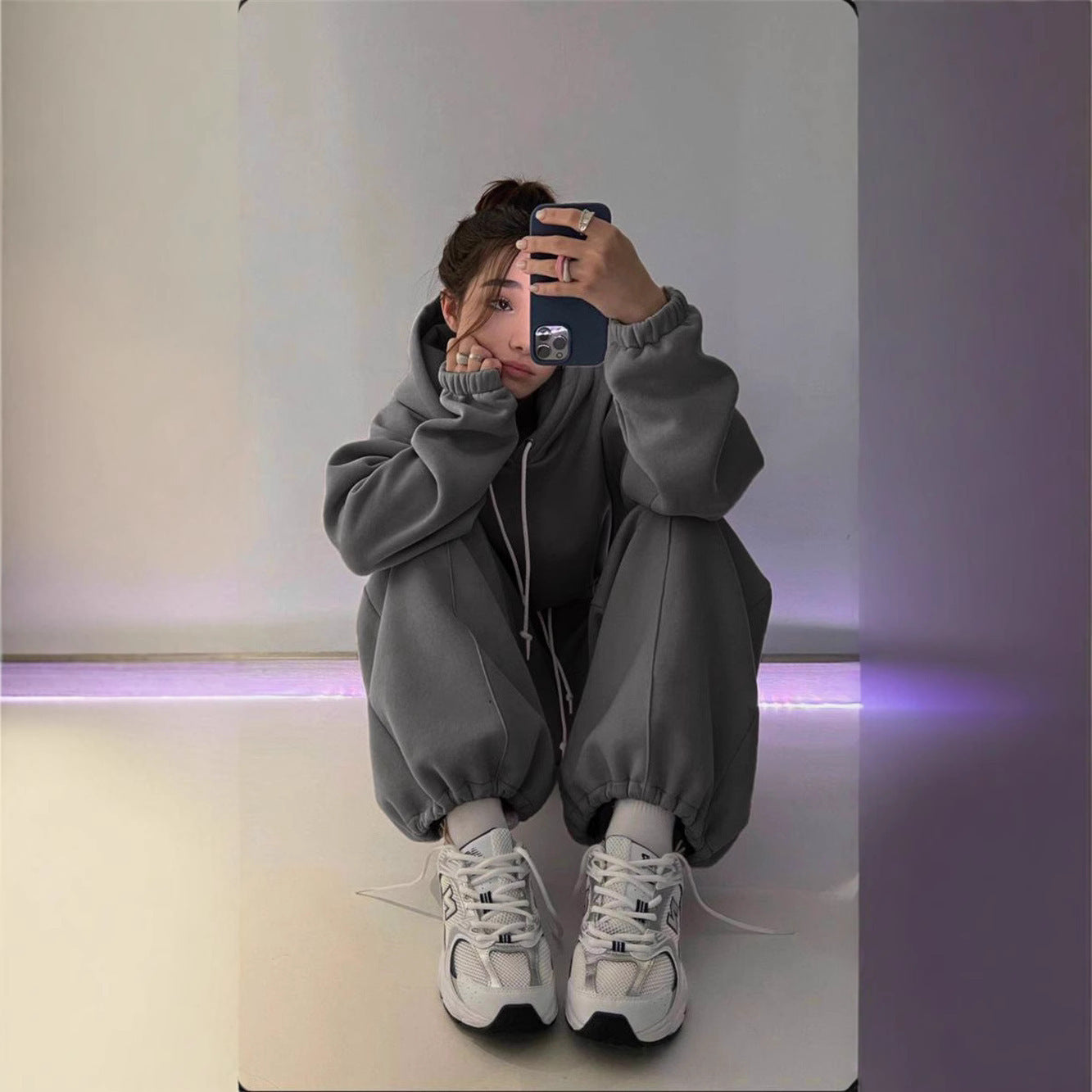 Damen sportliches Hoodie und Jogginghose Set mit elastischem Bund Sovae