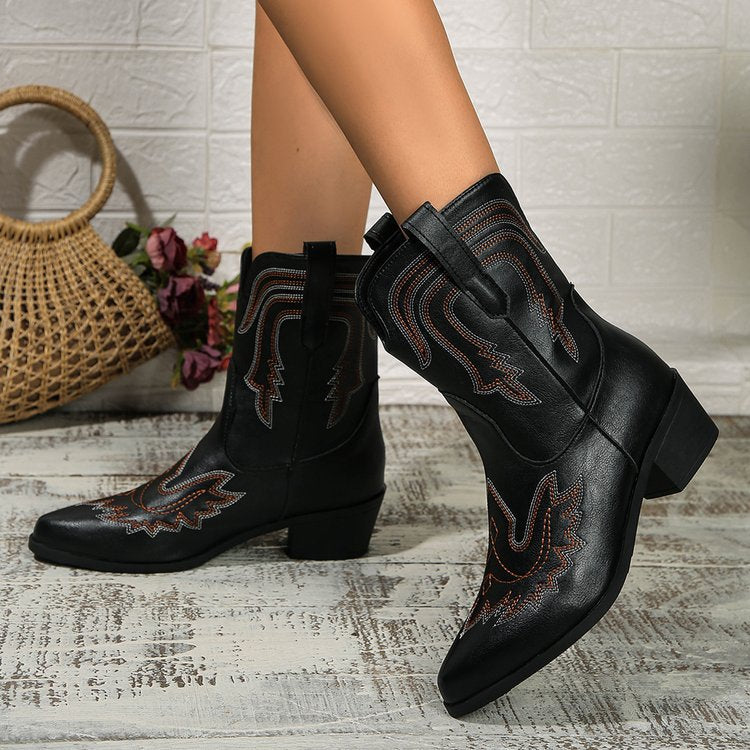 Damen Cowboystiefel mit kunstvoller Stickerei Sovae