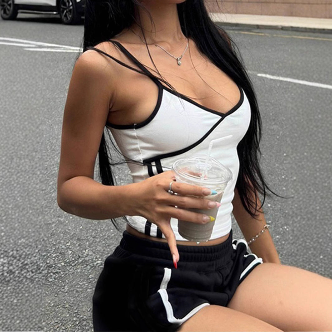 Damen Sportliches Top mit dekorativem Streifen Sovae