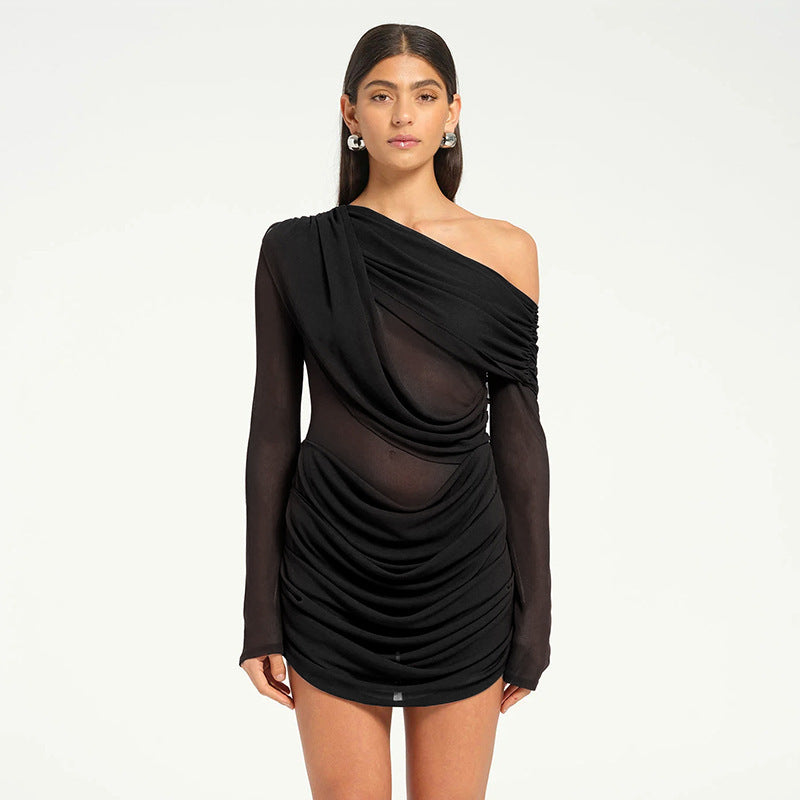 Damen Elegantes Wickel-Minikleid mit asymmetrischem Drapierungsdesign Sovae