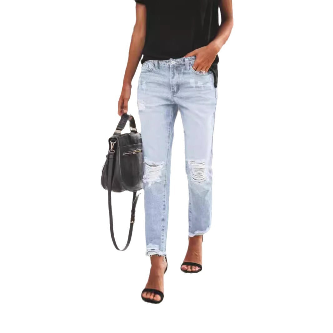 Damen Relaxed Fit Jeans im Destroyed-Look Sovae