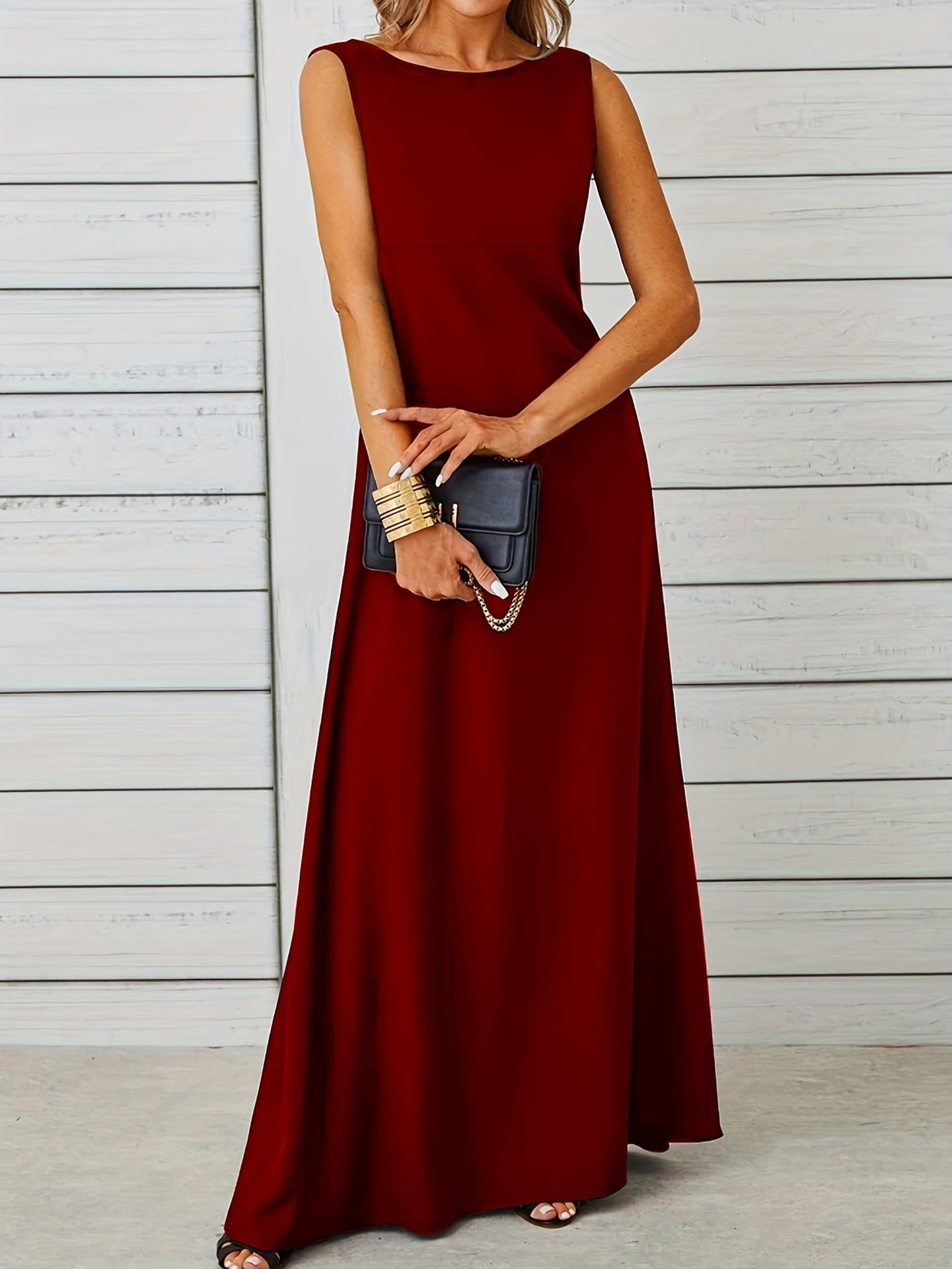 Damen schickes Maxikleid mit elegantem Schnitt Sovae