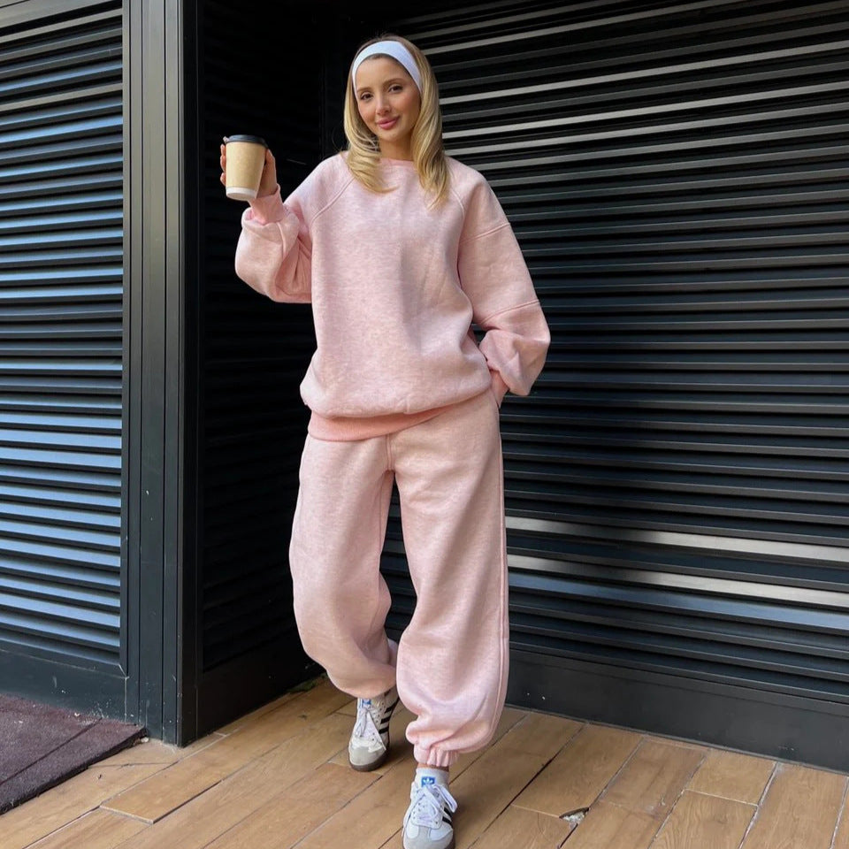 Damen gemütliches Fleece-Loungewear-Set mit lässigem Schnitt Sovae