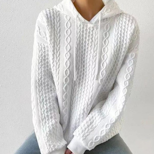 Damen Kuscheliger Strickpullover mit Kapuze Sovae