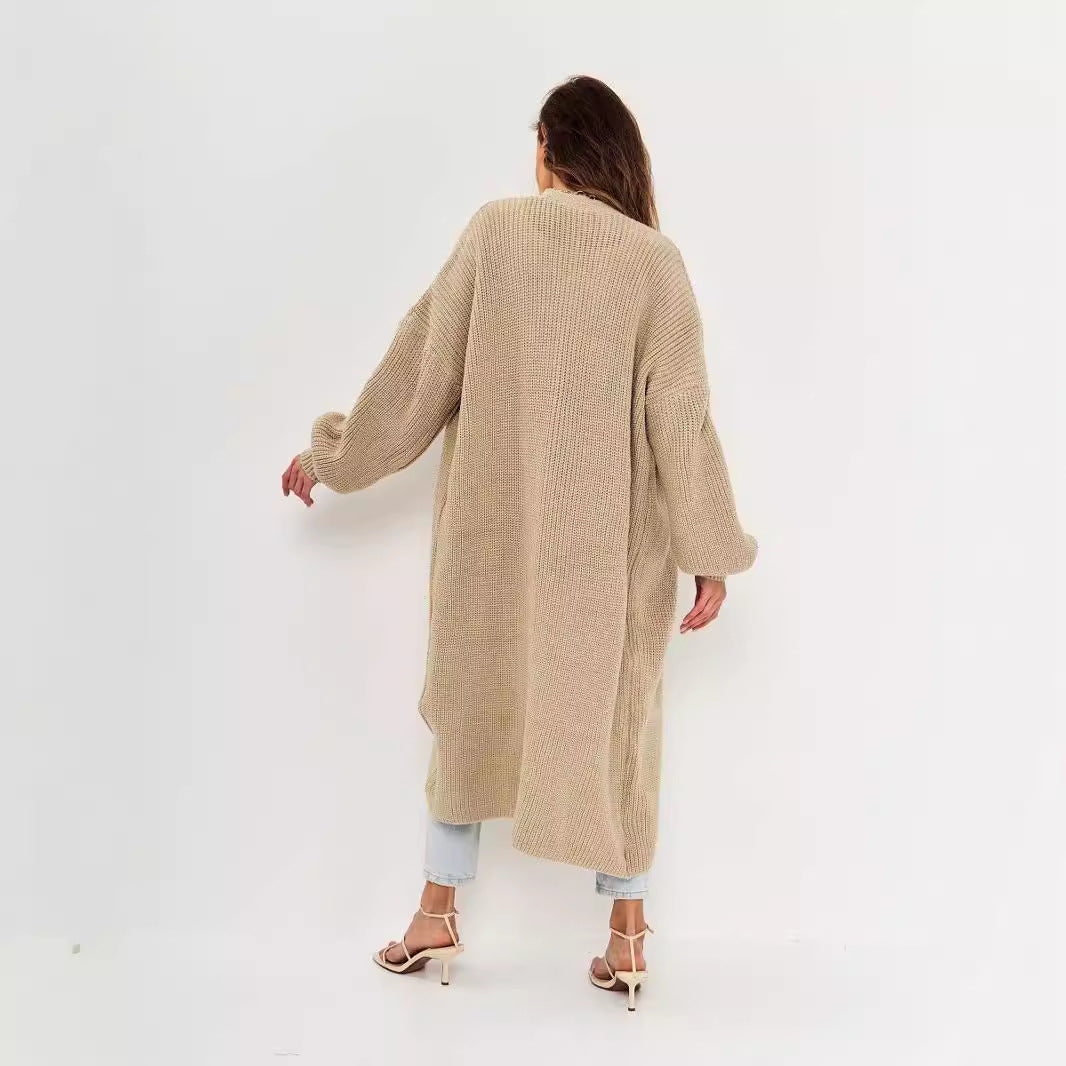 Damen Großer Strickmantel mit offener Front und lässiger Silhouette Sovae