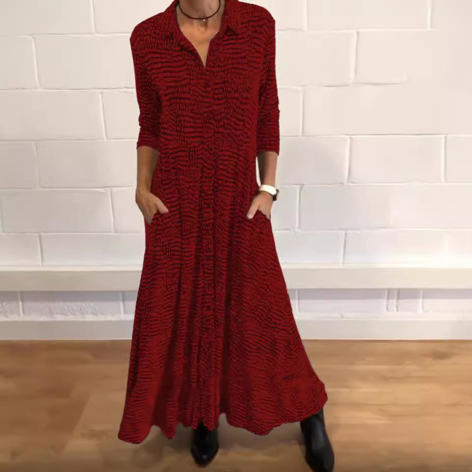 Damen Hemdblusenkleid mit angesagtem Punktmuster und praktischen Taschen Sovae