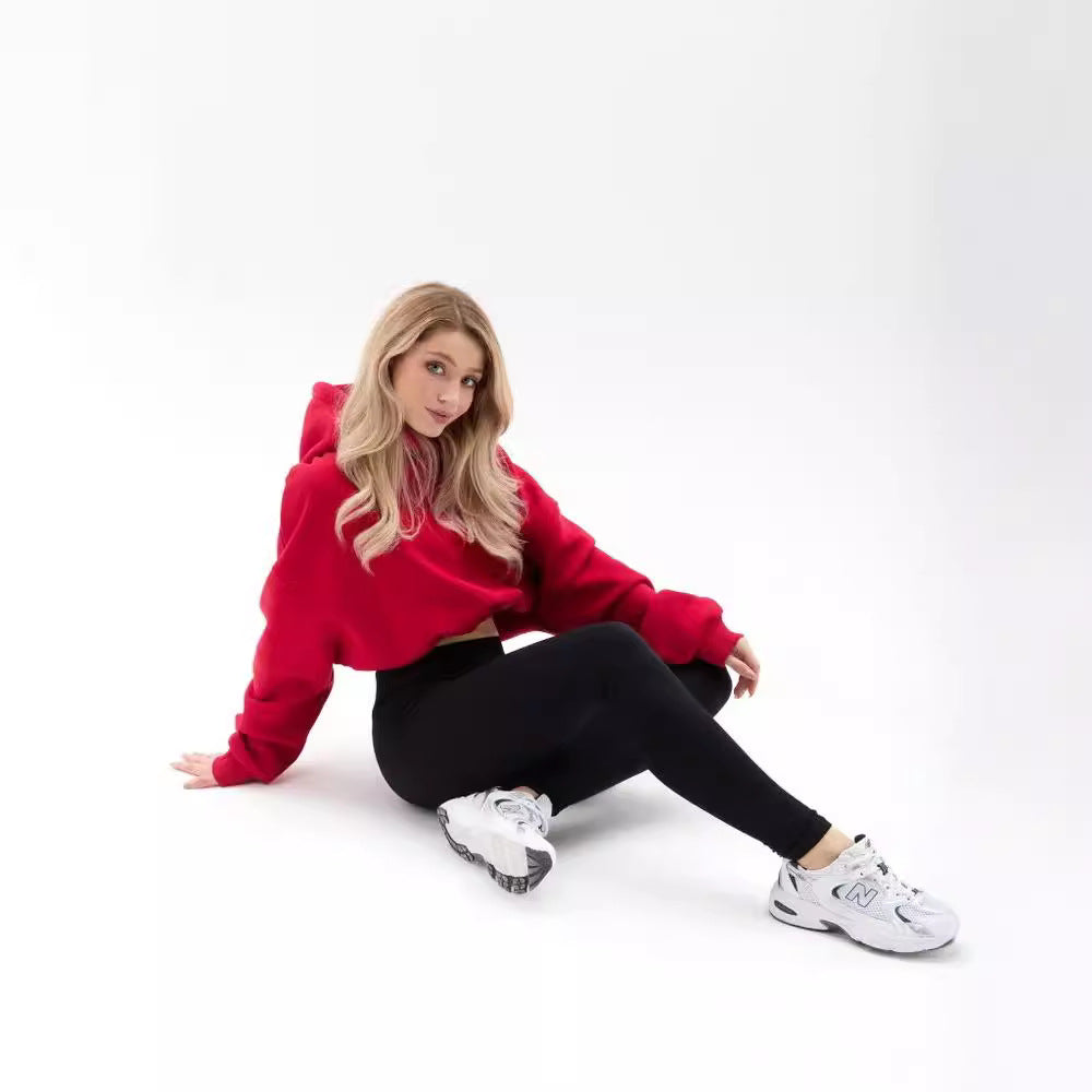 Damen modischer cropped Hoodie mit weitem Schnitt Sovae