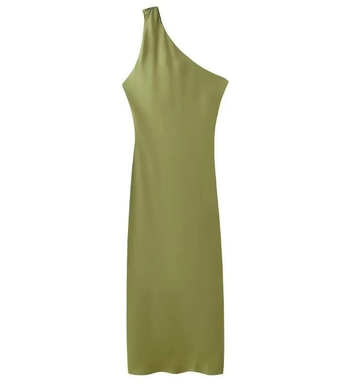 Damen One-Shoulder Maxikleid aus weichem, fließendem Material Sovae