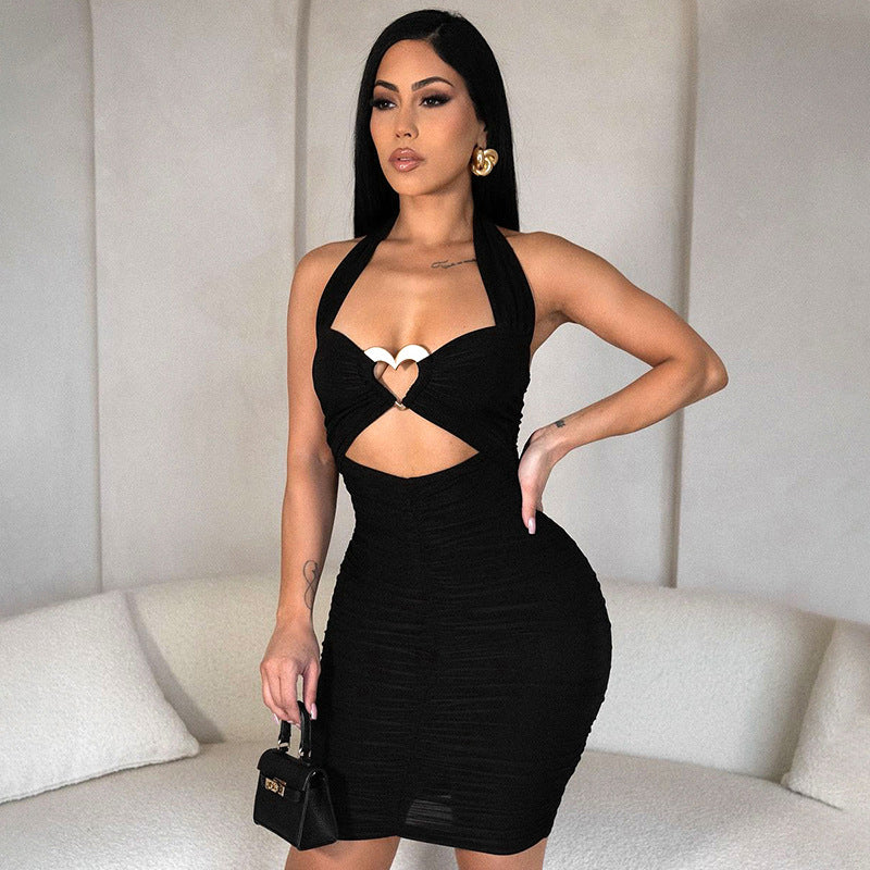 Damen figurbetontes Minikleid mit Herz-Ausschnitt und Raffung Sovae