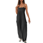 Damen eleganter Jumpsuit mit weit geschnittenem Bein und verstellbaren Trägern Sovae