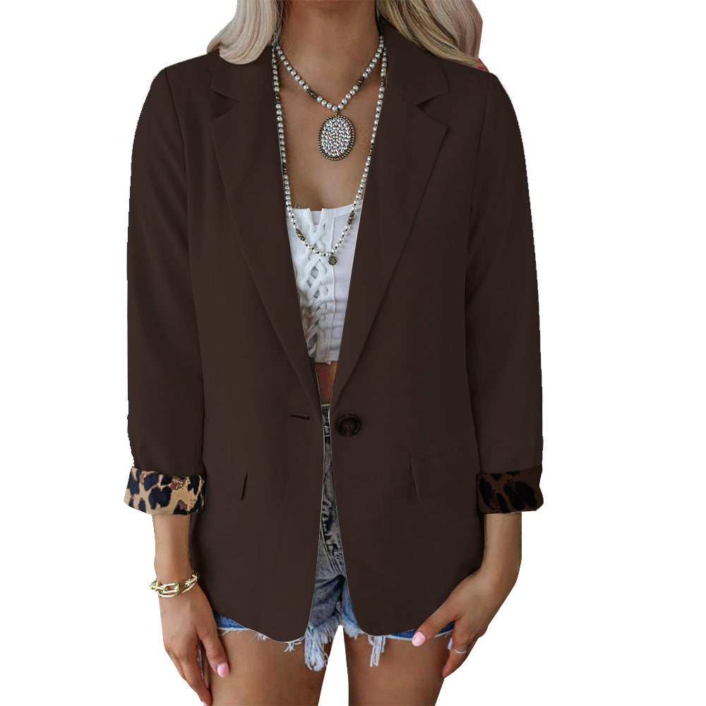 Damen modische Blazer mit tierischem Muster an den Ärmeln Sovae