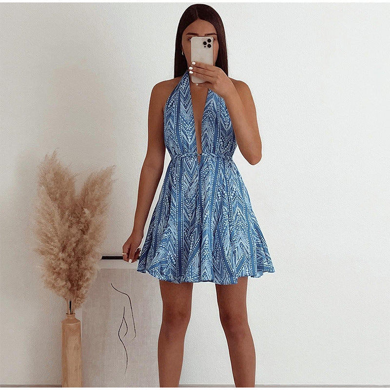 Damen Sommerliches Minikleid mit verführerischem V-Ausschnitt Sovae