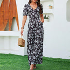 Damen Eleganter Langarm-Jumpsuit mit floralem Muster Sovae