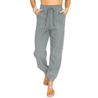 Damen lässige atmungsaktive Sommerhose mit elastischem Bund und praktischen Taschen Sovae