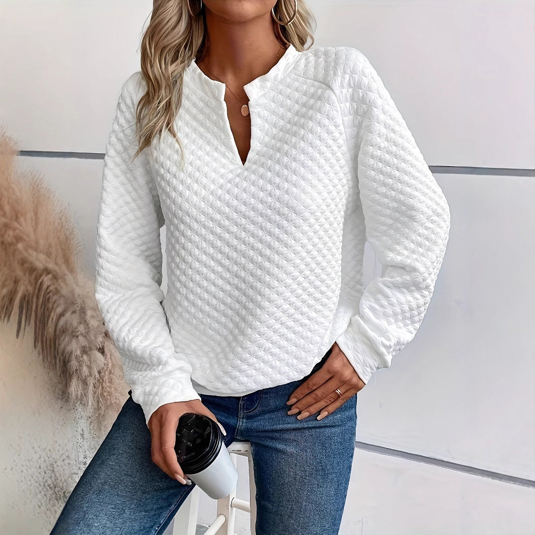 Damen modischer Stehkragen-Pullover mit strukturiertem Design Sovae