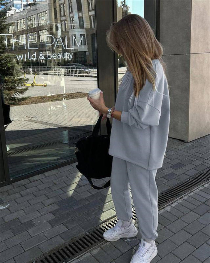 Damen lässiges Set mit oversized Pullover und bequemen Jogginghosen Sovae