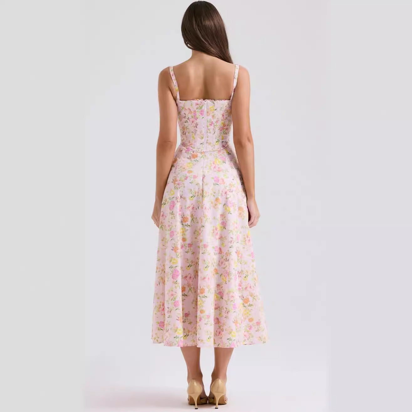 Damen Hochwertiges Maxikleid mit verspieltem Blumenmuster Sovae