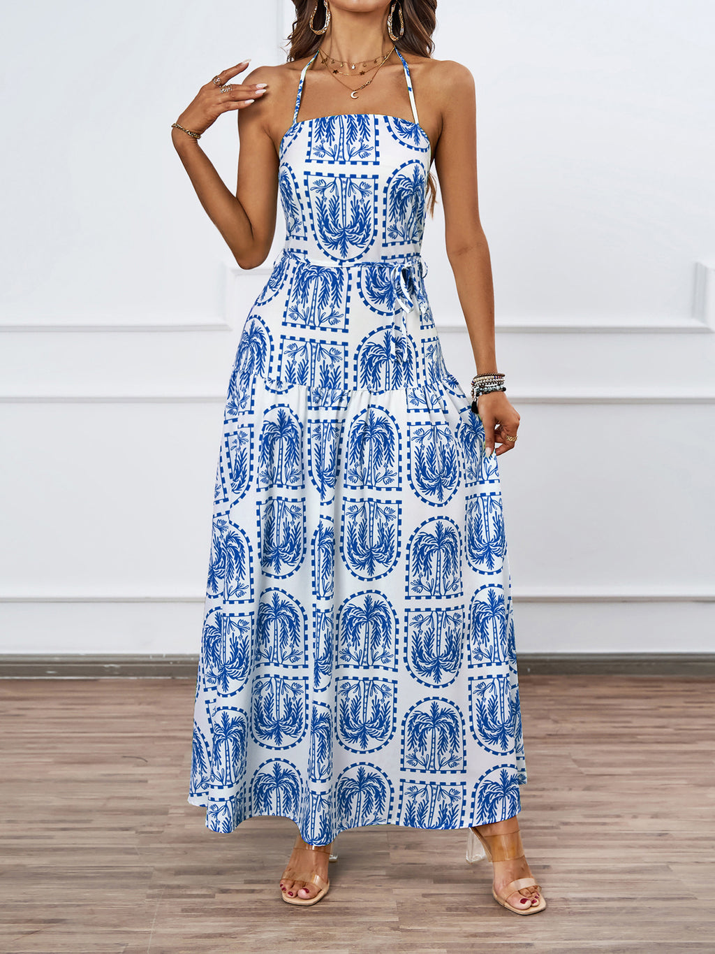 Damen luftiges Maxikleid mit floralem Druck Sovae