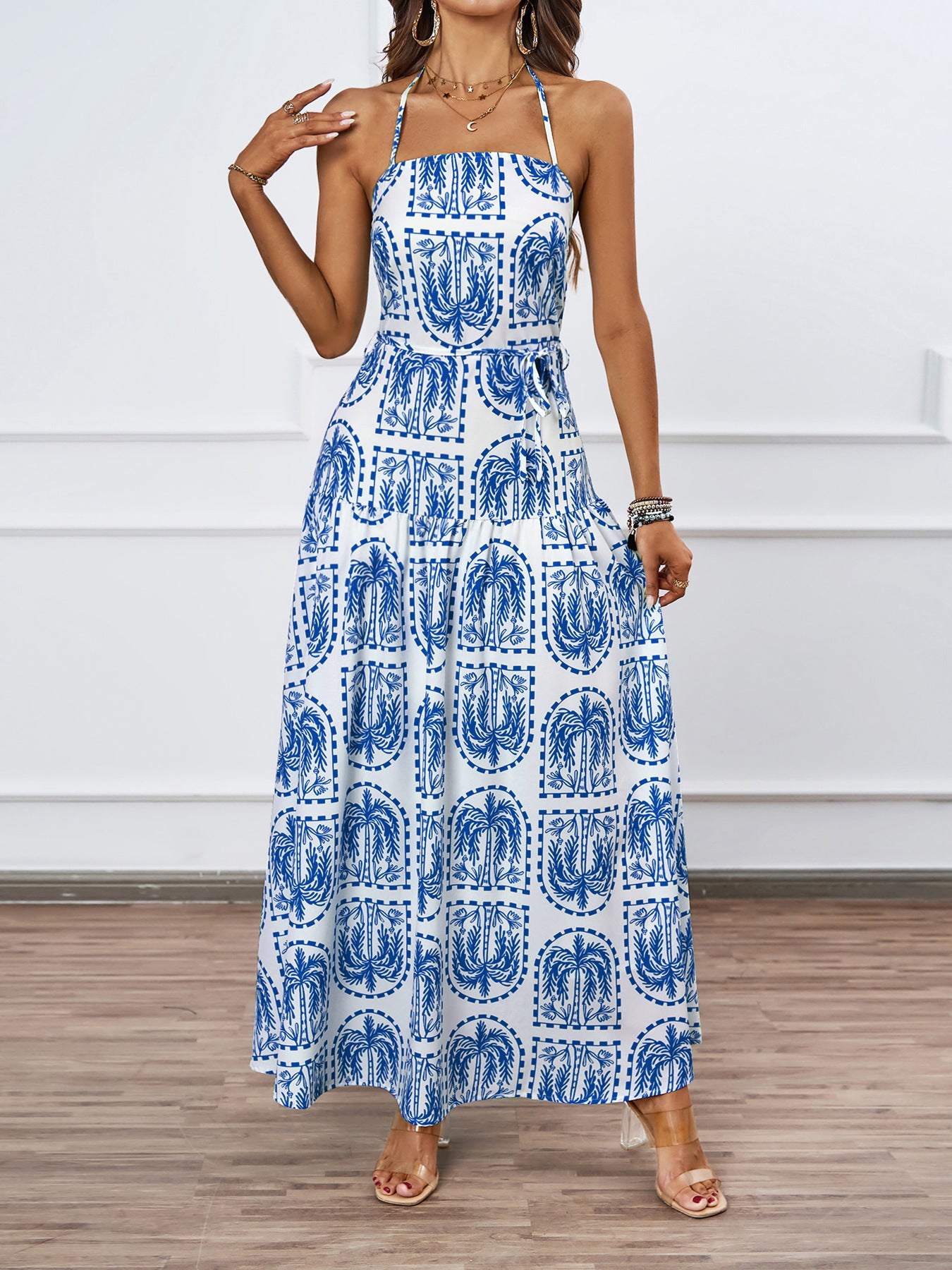 Damen luftiges Maxikleid mit floralem Druck Sovae