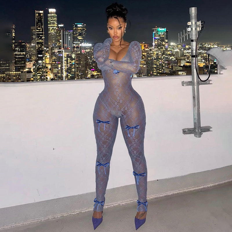 Damen Transparente Spitzenkombination Sovae