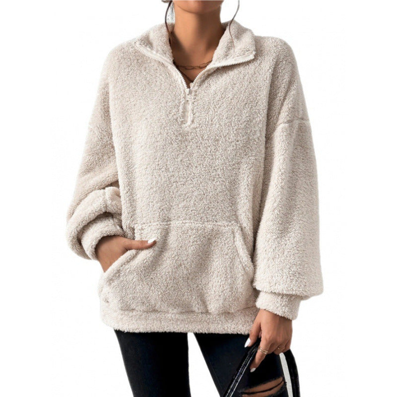 Damen Fleece-Pullover mit hohem Kragen Sovae