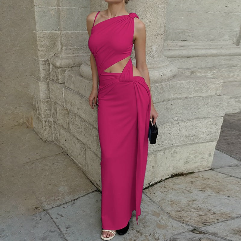 Damen Elegantes Maxikleid mit innovativem Schnitt und asymmetrischem Design Sovae