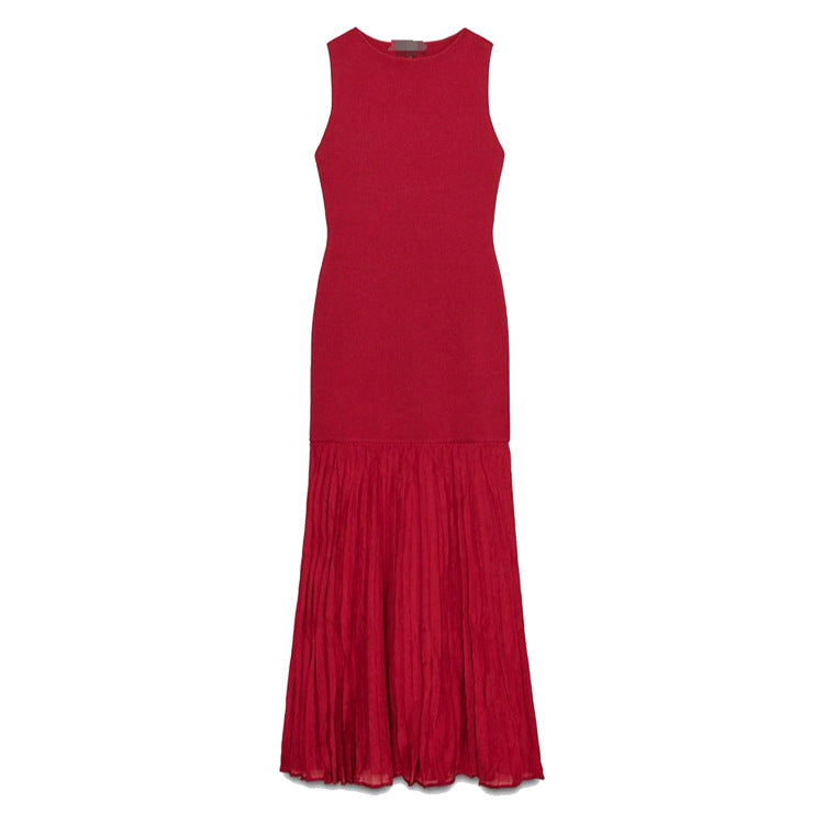 Damen ärmelloses Maxikleid mit elegantem Rüschensaum Sovae