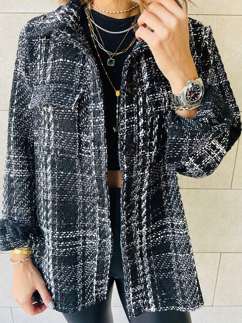 Damen lässige Karo-Hemdjacke Sovae