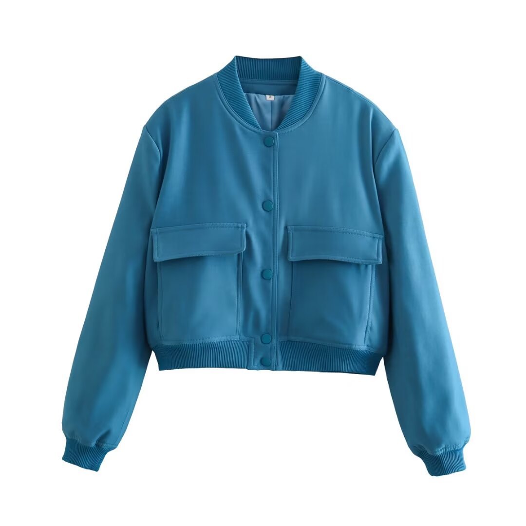 Damen modische cropped Jacke mit animalischem Muster und praktischen Taschen Sovae