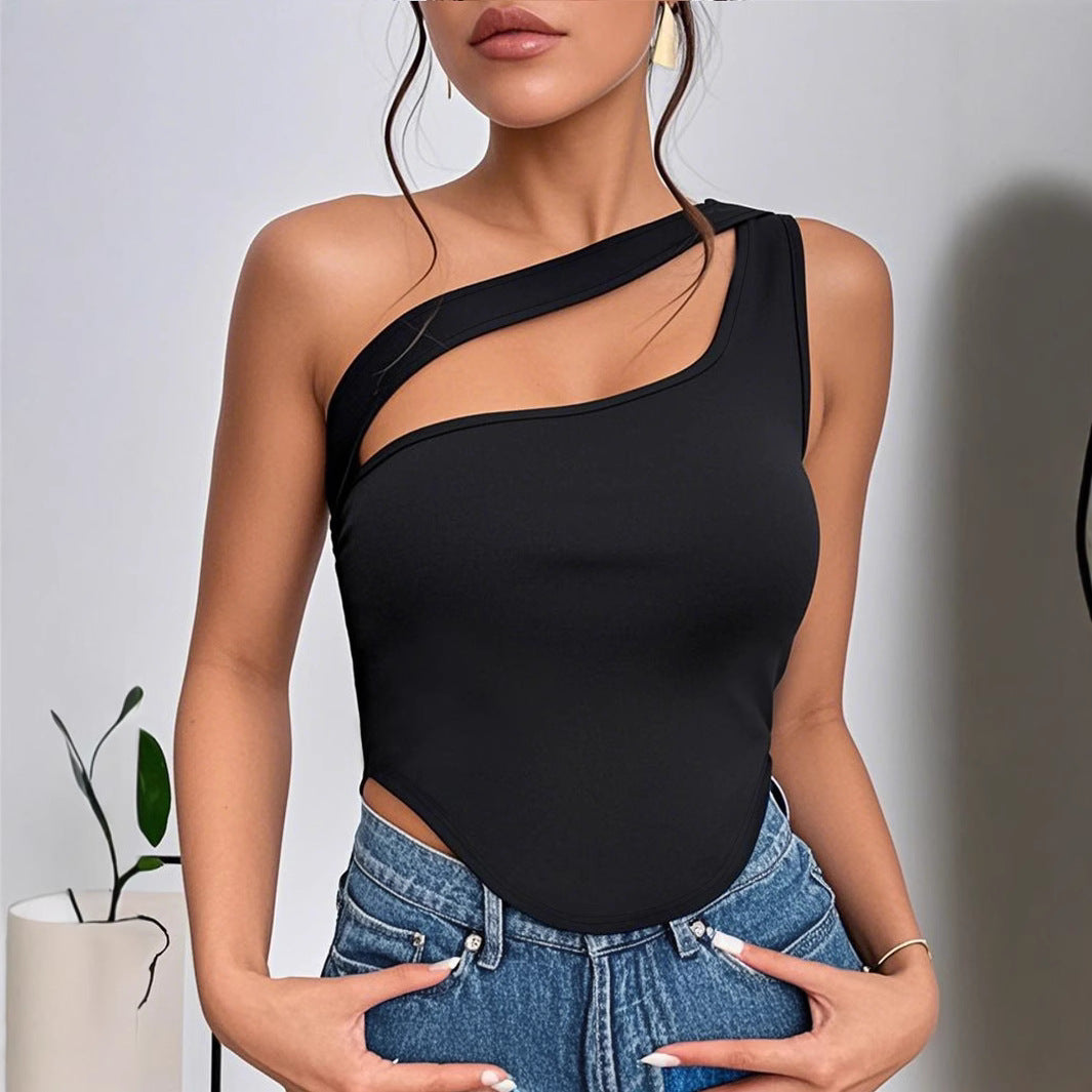 Damen ärmelloses Body mit asymmetrischem Ausschnitt Sovae