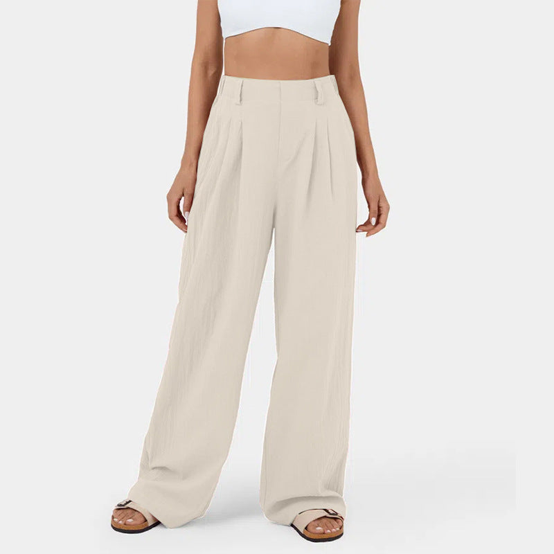 Damen Weite Hosen mit hohem Bund und eleganten Falten Sovae