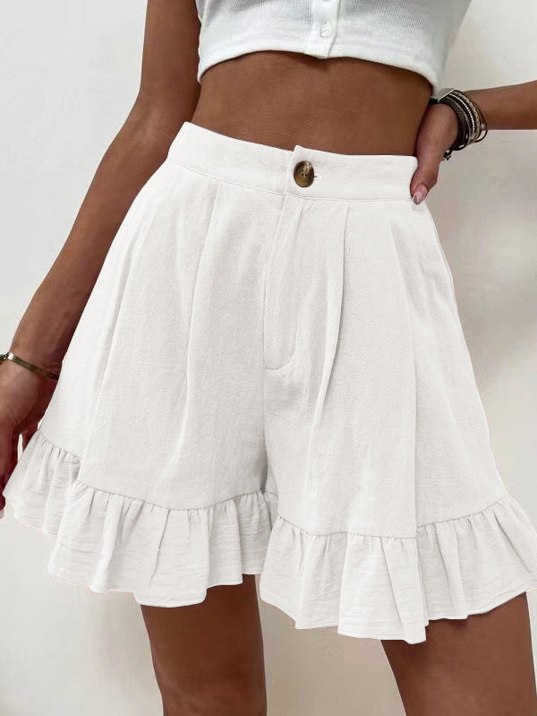 Damen Volant-Shorts mit elastischem Bund und seitlichen Taschen Sovae