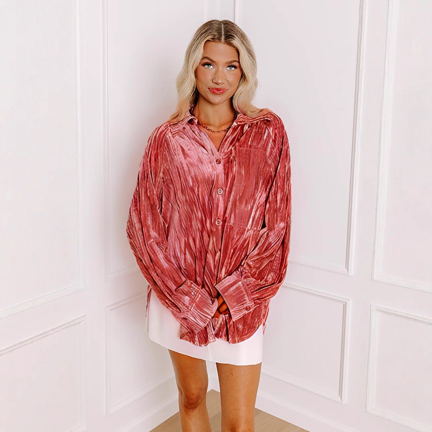 Damen lässige Oversized-Bluse aus strukturiertem Material Sovae