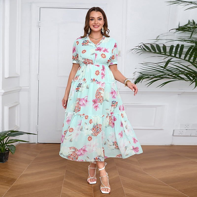 Damen Sommerliches Maxikleid mit fließendem Schnitt und gesticktem Blumenmotiv Sovae