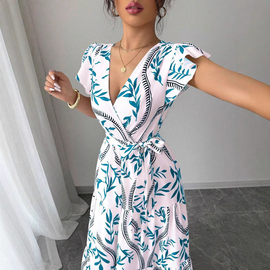 Damen Wickelmaxikleid mit floralen Mustern Sovae