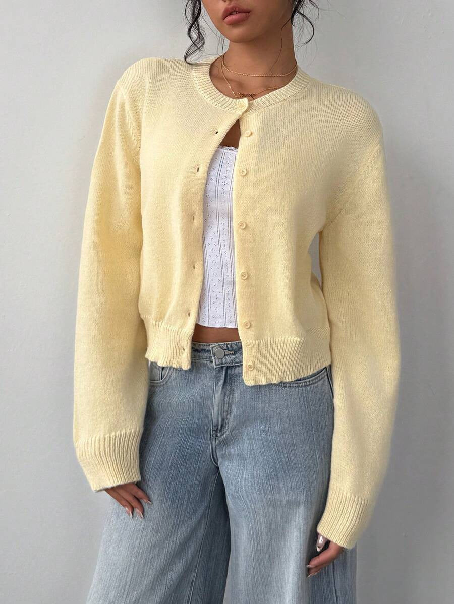 Damen lässige Strickjacke mit Knöpfen Sovae