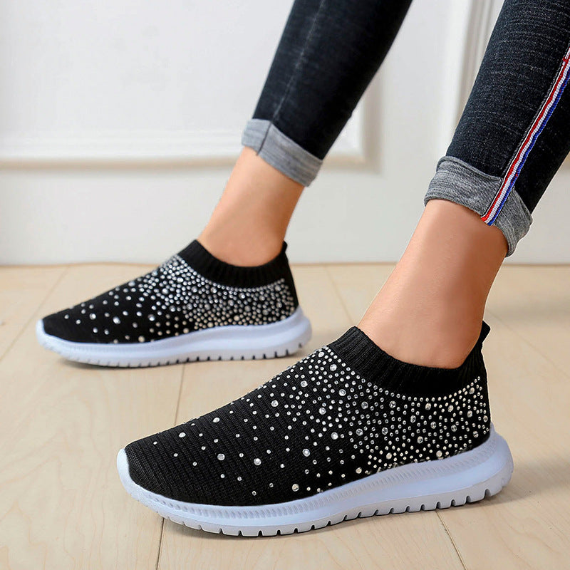 Damen Sneaker mit Glitzersteinchen und elastischem Slip-On Design Sovae