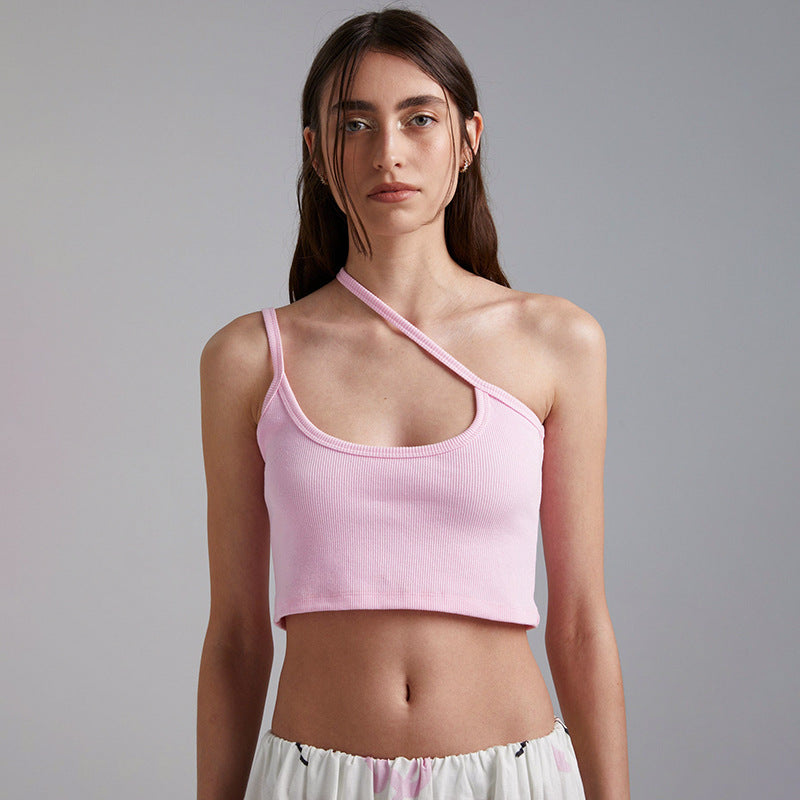 Damen asymmetrisches Crop-Top mit verstellbaren Trägern Sovae