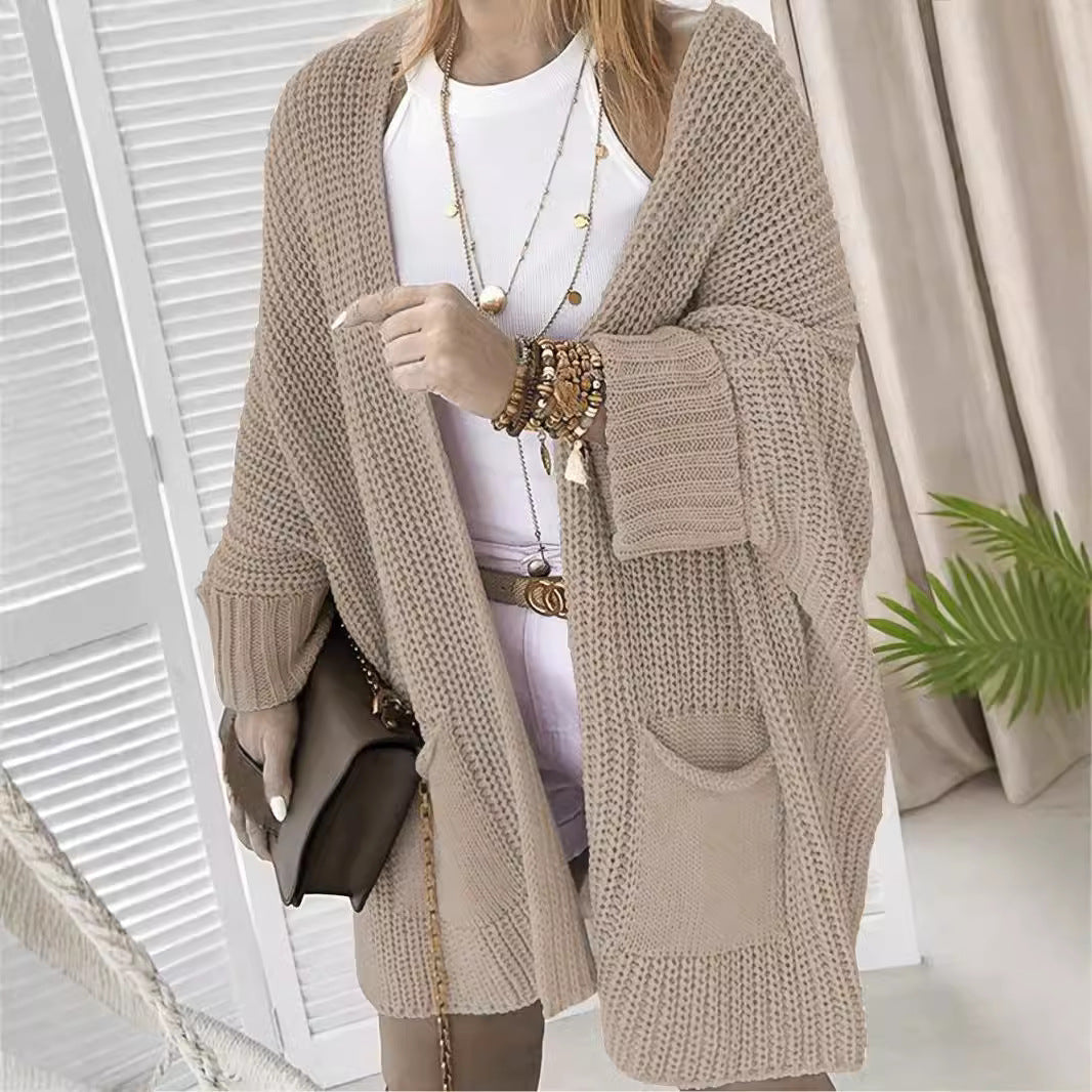 Damen Grobstrickjacke mit praktischen Taschen und lässigem Schnitt Sovae