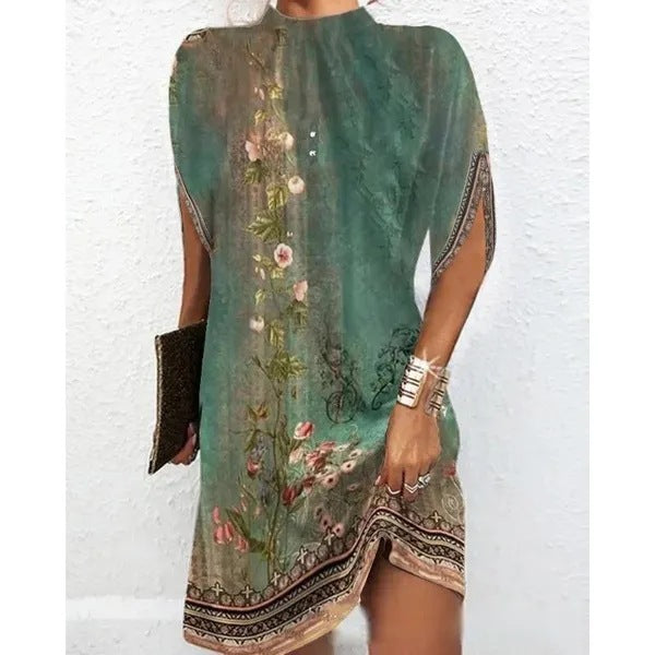 Damen Freizeitkleid mit modernem, farbenfrohem Muster und lockerer Passform Sovae