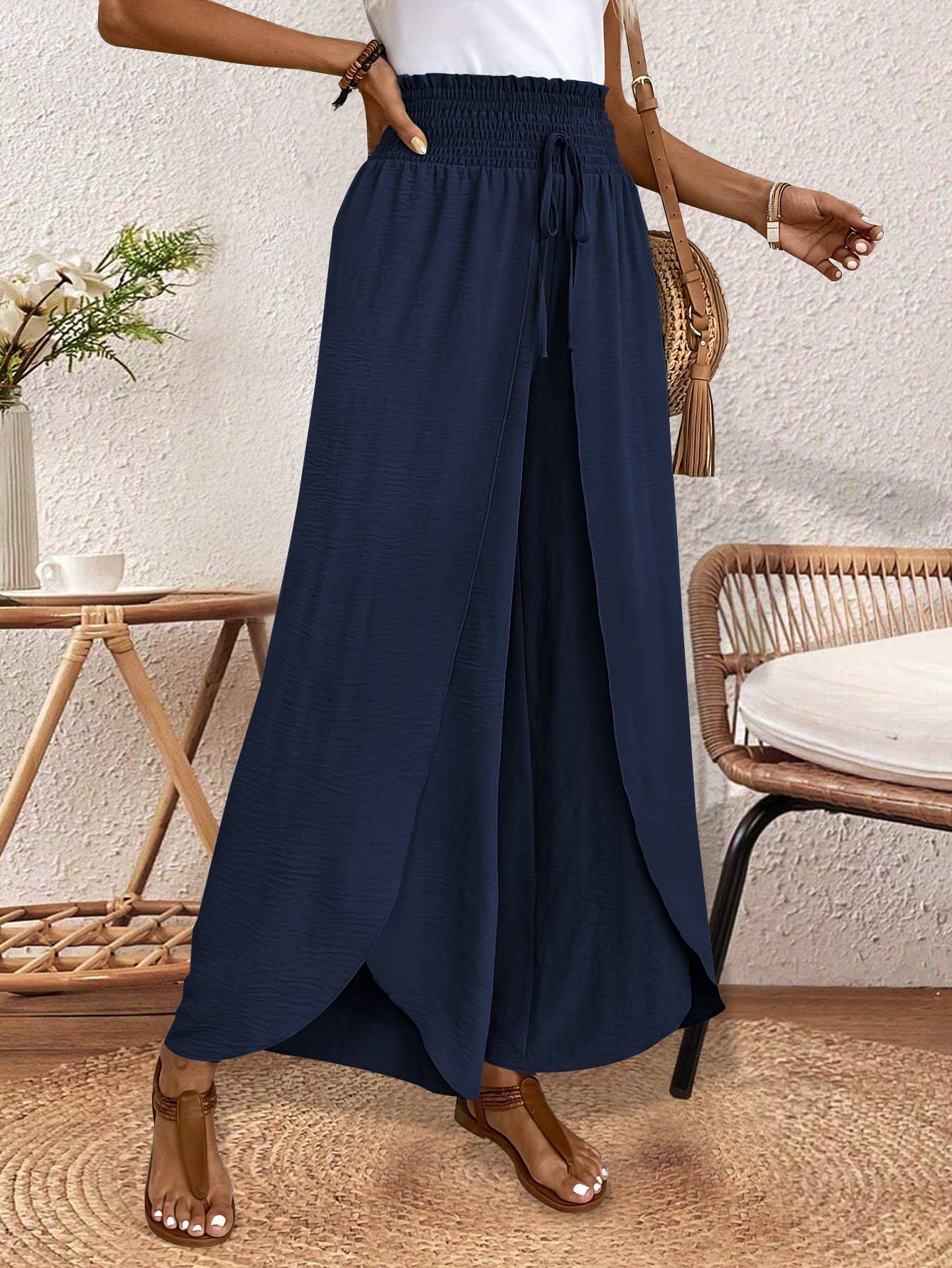 Damen Übergroße Plissierte Hose Sovae