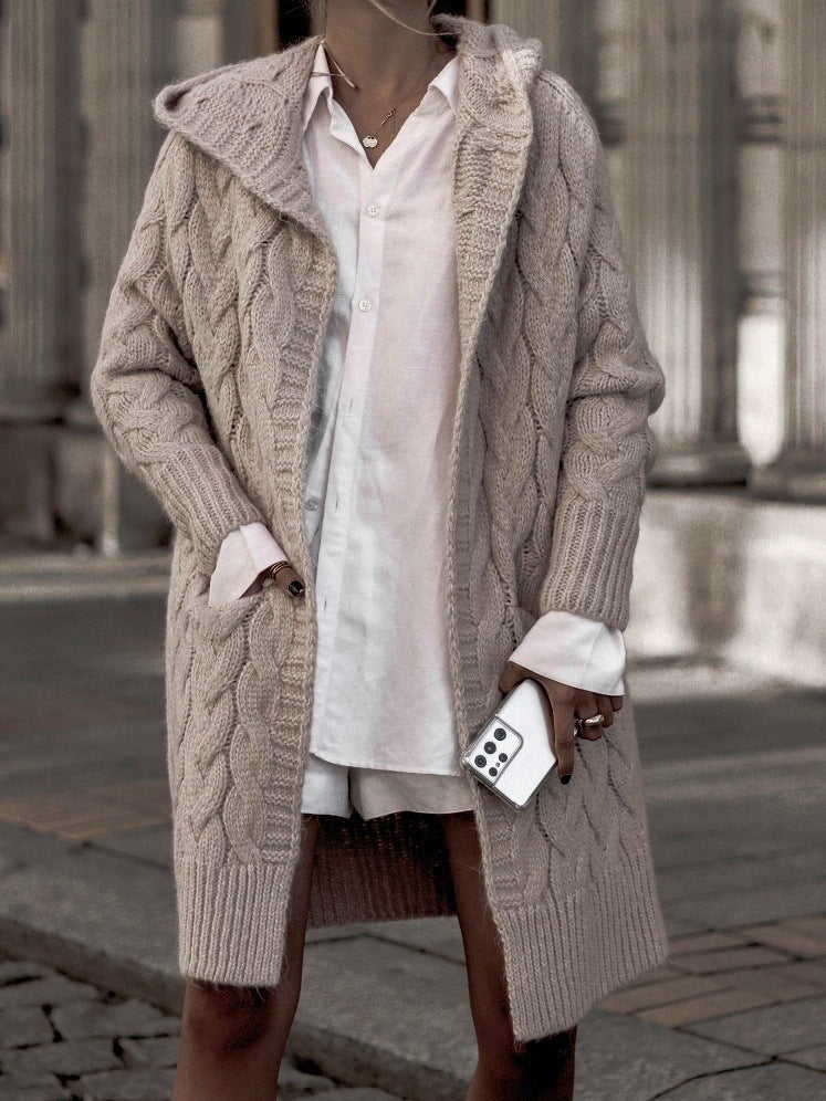 Damen Grobstrickkarte mit eleganter Maschenstruktur und praktischen Taschen Sovae